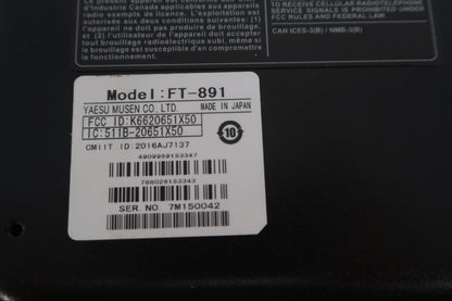 U20459 Used Yaesu FT-891 HF/50MHz All Mode 100W Transceiver