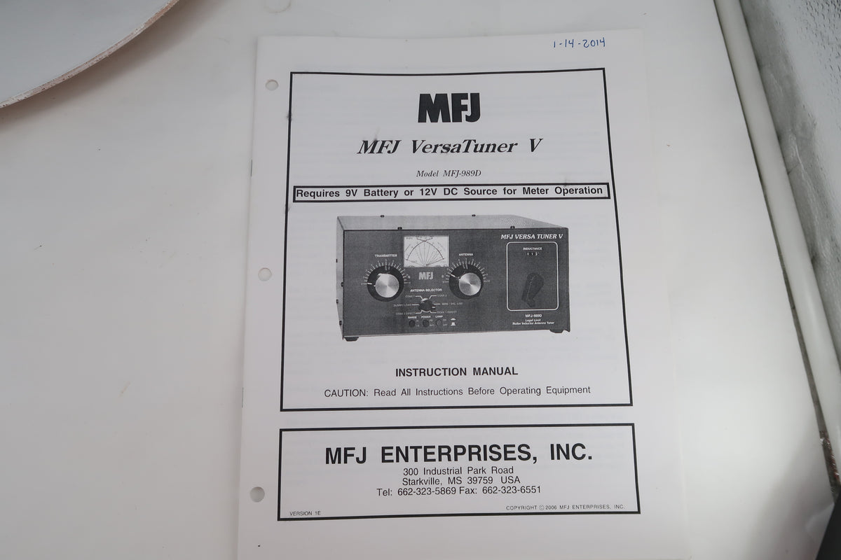 U20482 Used MFJ Versa Tuner V MFJ-989D Legal Power Antenna Tuner 1.8-30MHz