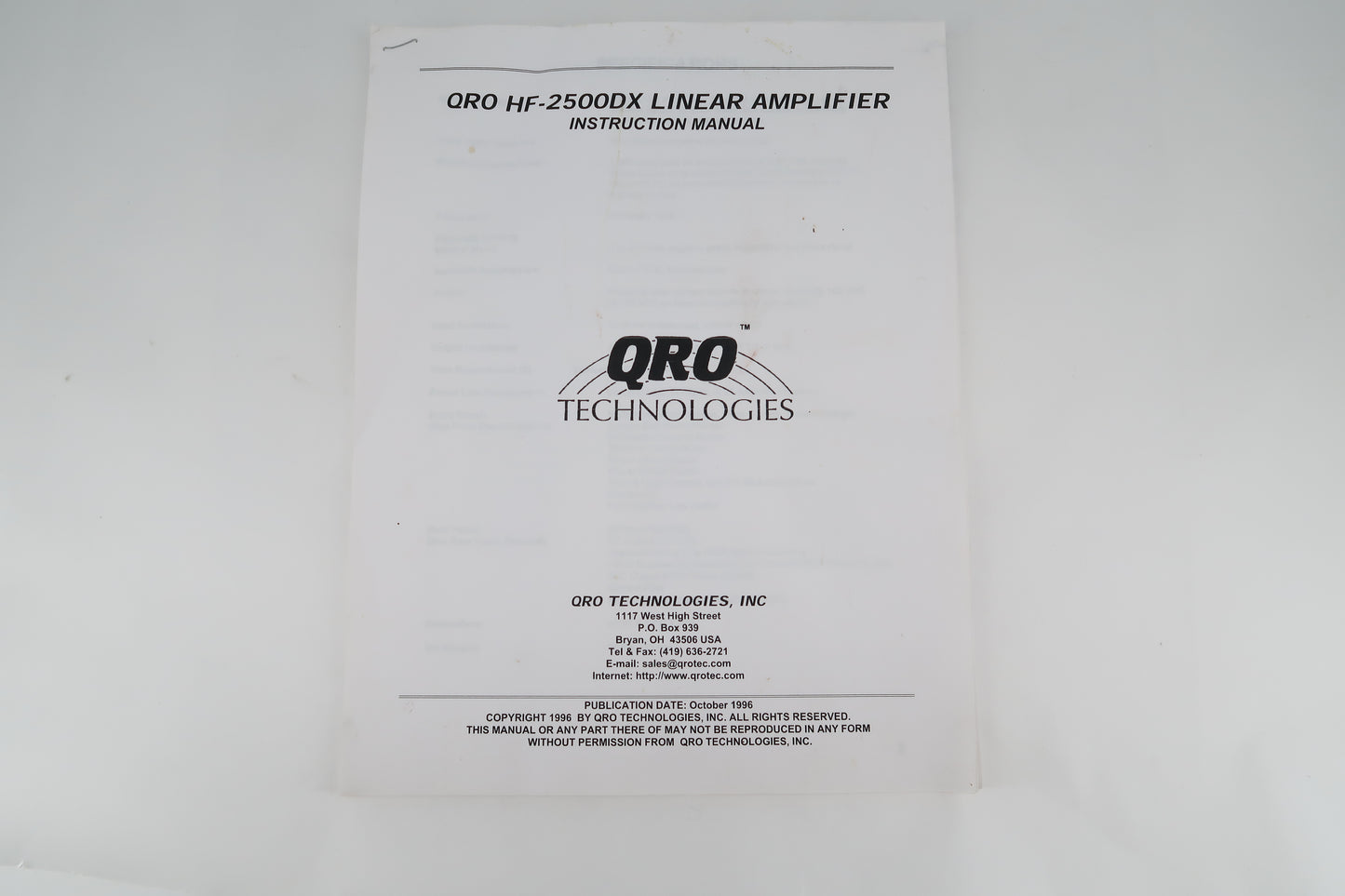 U19748 Used QRO HF-2500DX Heavy-Duty Linear Amplifier