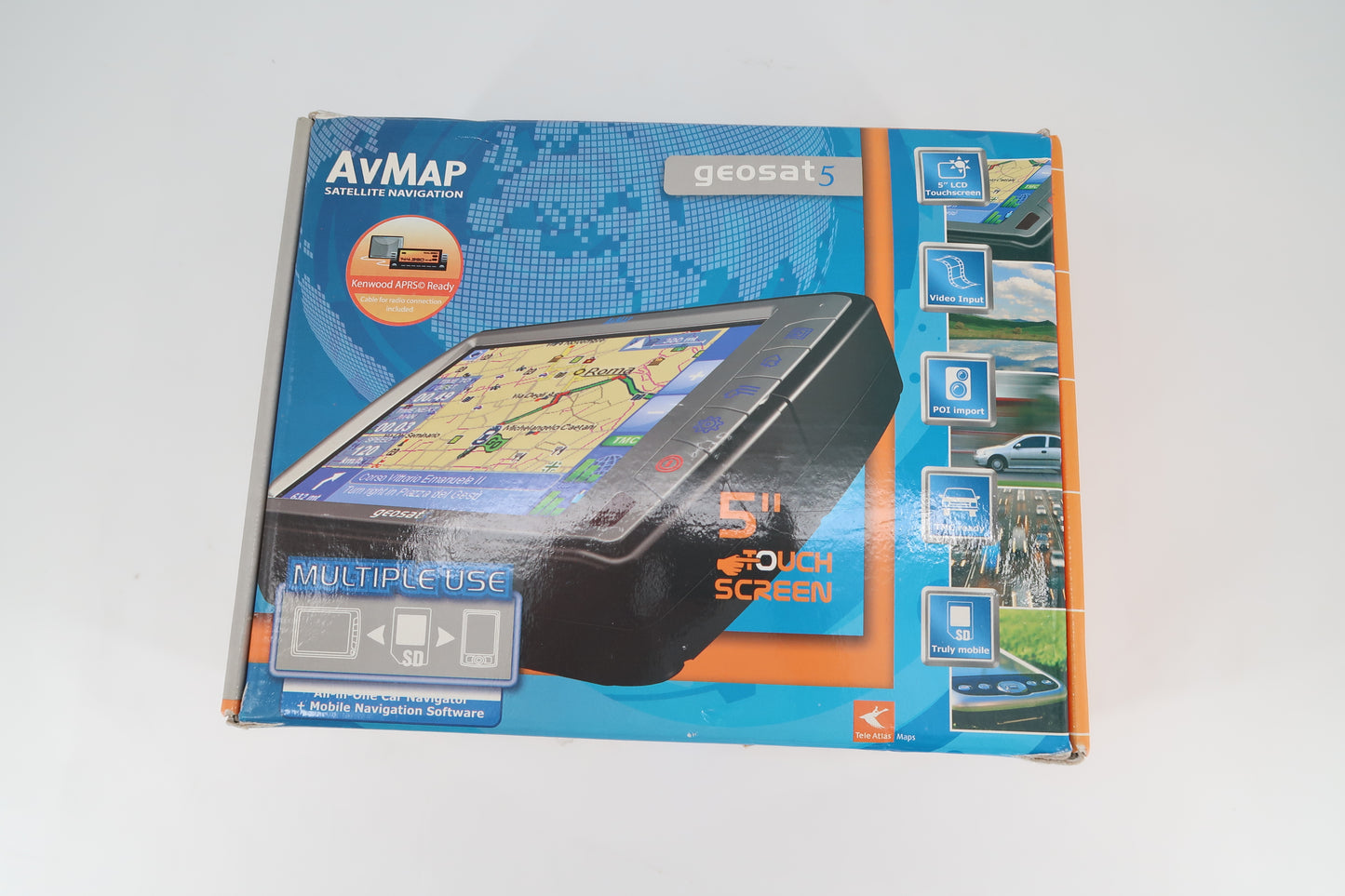 U19757 Used AVMap GeoSat5 Touchscreen GPS Navigator w/ Kenwood TH-D72A Interface Cables