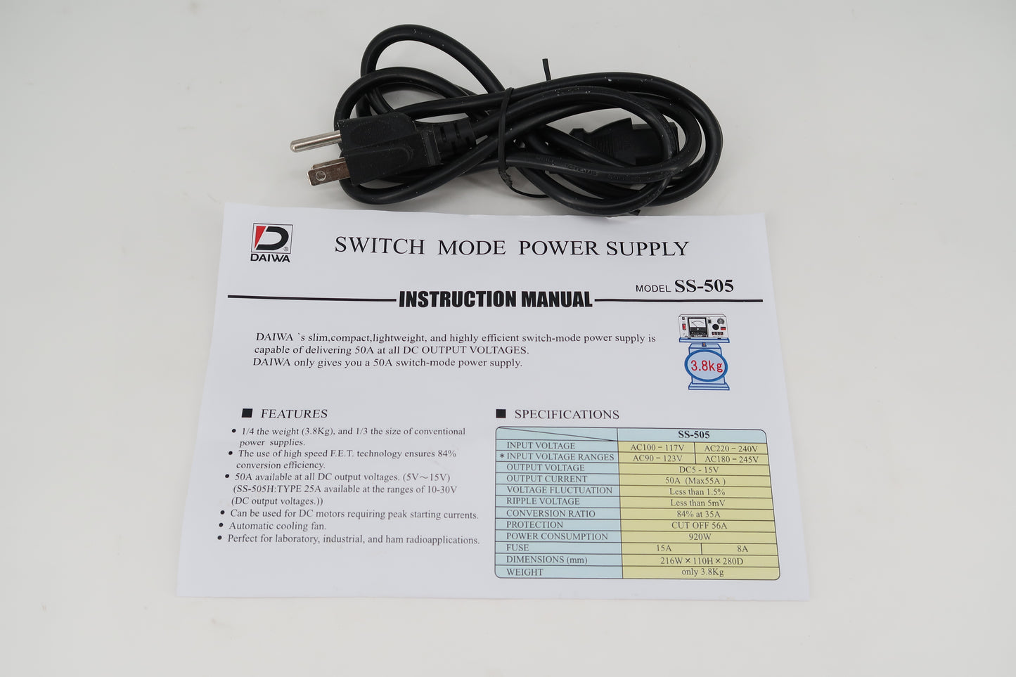 U19776 AS IS Daiwa SS-505a Switching Mode DC Power Supply