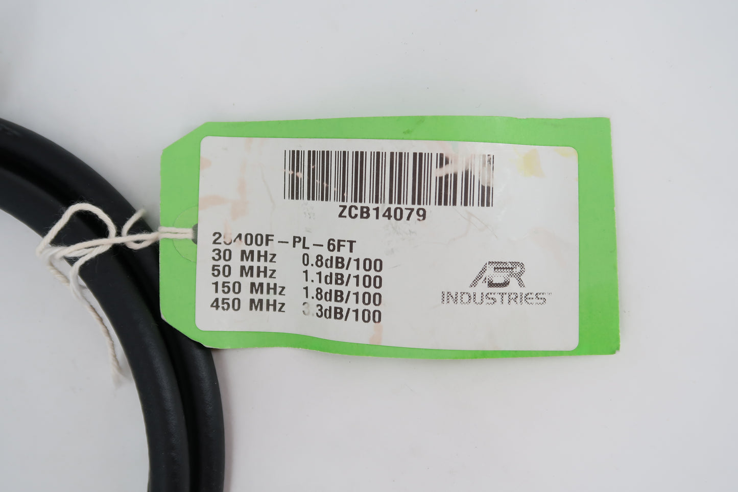 U19856 Never Used ABR Industries 25400F-PL-6FT Coax Cable