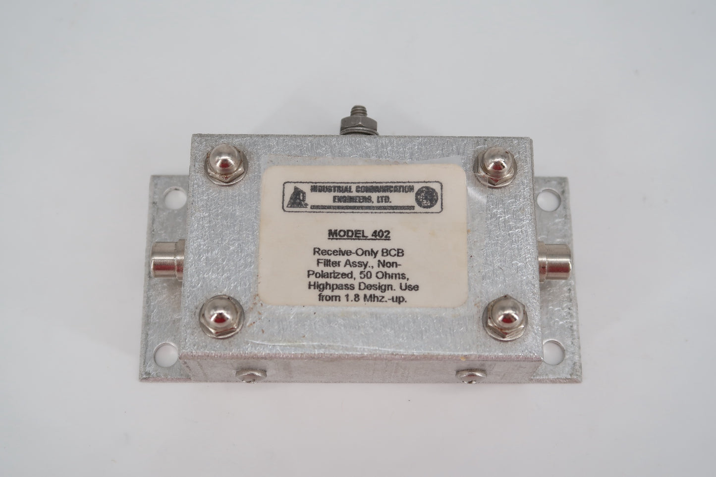 U19456 Used Industrial Communications Engineers Model 402, Receive Only BCB Filter, 50 Ohms