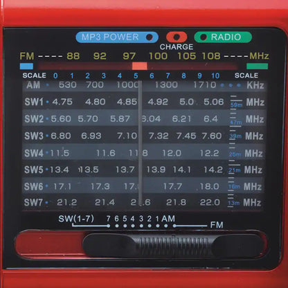Supersonic - 9-Band Rechargeable Radio Shortwave SC-1080BT, Bluetooth, USB/microSD Card Input - Red