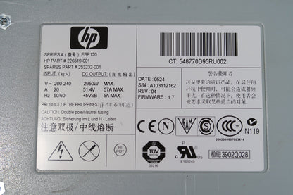 U19468 Used HP Model 226519-001, ESP120 Series 2950W Hot-Swappable Server Power Supply