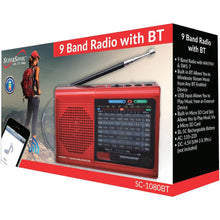 Supersonic - 9-Band Rechargeable Radio Shortwave SC-1080BT, Bluetooth, USB/microSD Card Input - Red