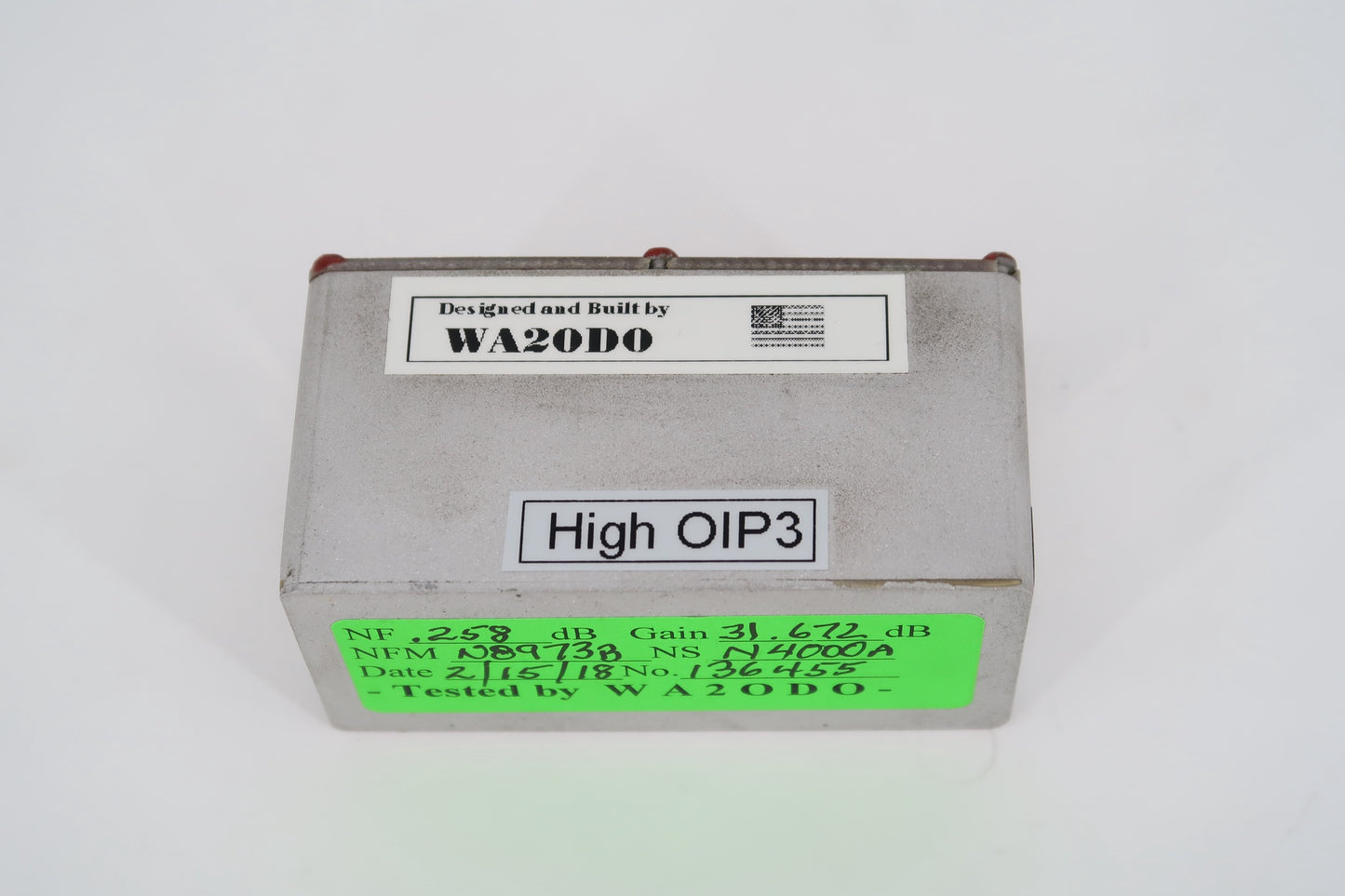 U19573 Used WA2ODO N8973B NFM Low-Noise Amplifier 1296MHz NF .258dB - Gain 31.672dB 